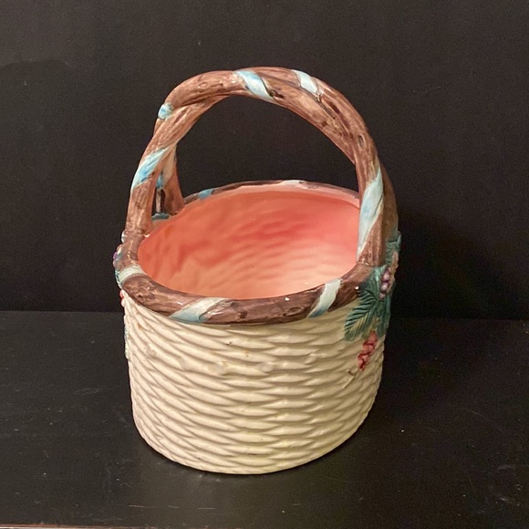 The Haldon Group Ceramic Majolica Fruits Pitcher Jug and Handheld Basket set - Picture 6 of 8